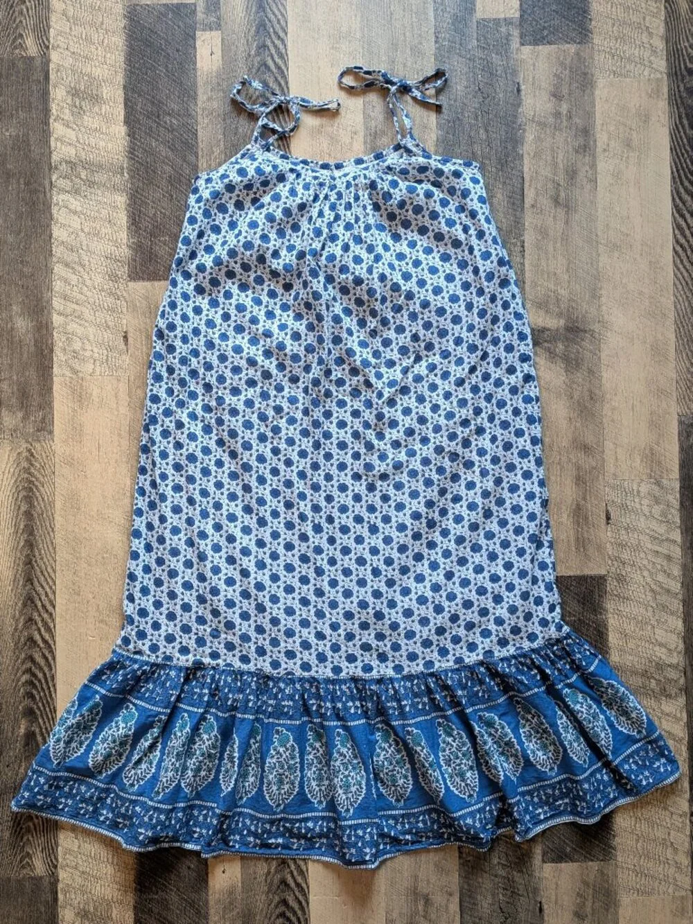 Emerson Fry India Collection Sundress Cotton Heritage Blue Flowers